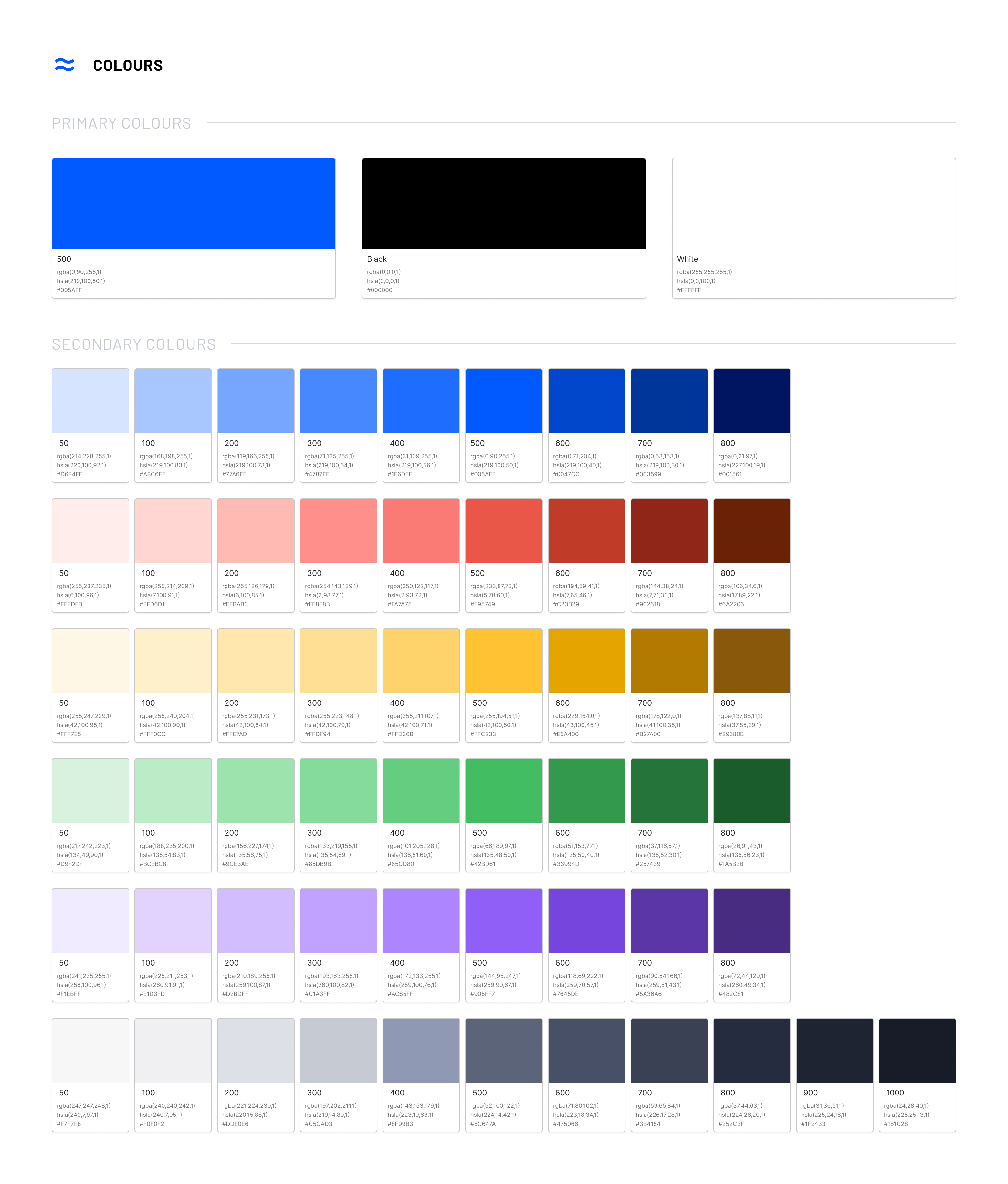 Image showing the colour palette of Airtame UI.